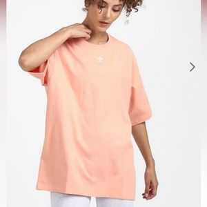 Adidas Originals Cotton Oversized Shirt in Peach